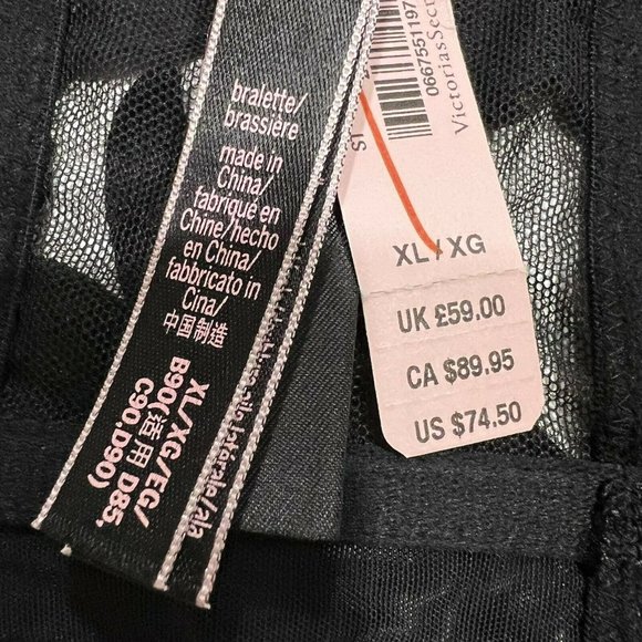 NWT VICTORIA'S SECRET Bralette XL Black Silky Lace - Picture 3 of 5
